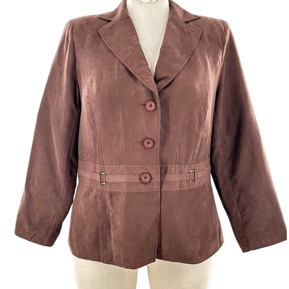 Kim Rogers Signature blazer size 1X brown microsuede Corpcore southwestern - Picture 1 of 10